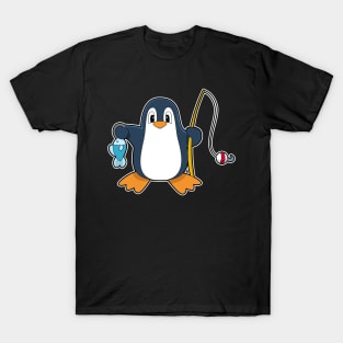 Penguin Fisher Fishing rod Fish T-Shirt